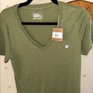 Eddie Bauer Olive Short Sleeve V-Neck Tee